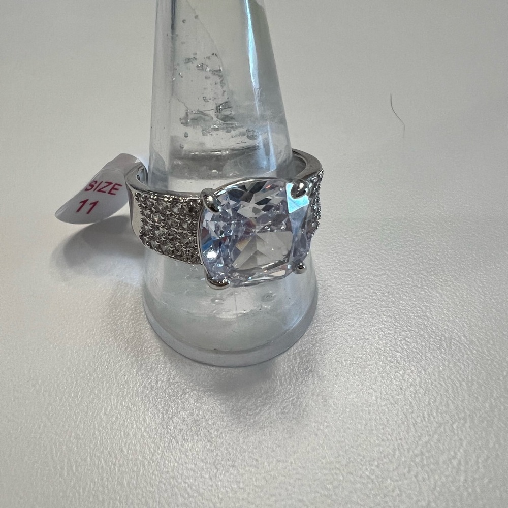 Ring Bomb Party Size 11 Diamond Cz Rhodium Plating No Bag